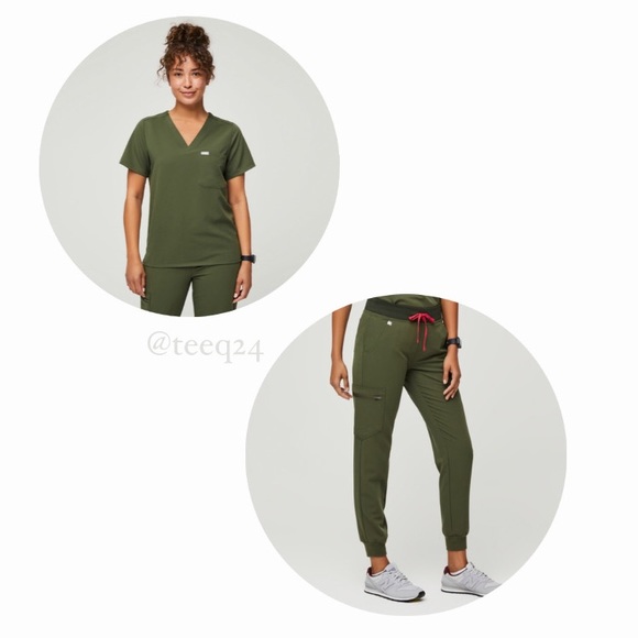 NWT Figs Dark Olive Scrub Set (S and M) - Picture 1 of 9